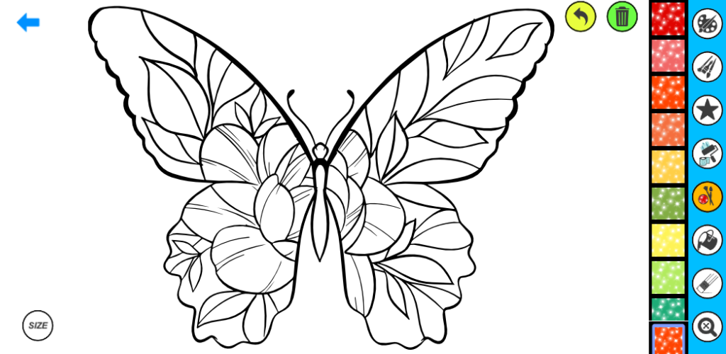 Screenshot of Glitter Butterfly Coloring