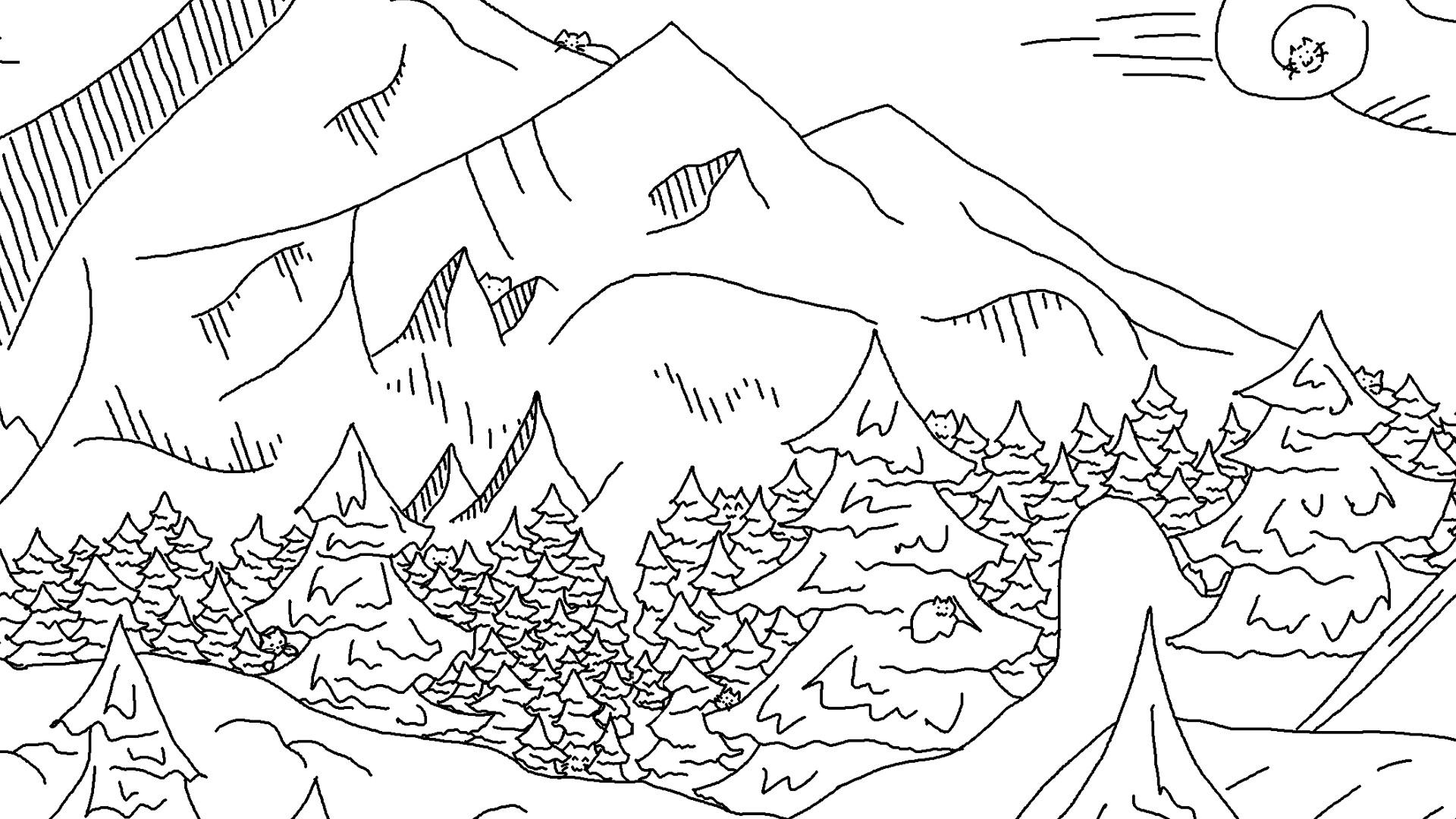 Screenshot of Looking For Cats In a Badly Drawn Forest