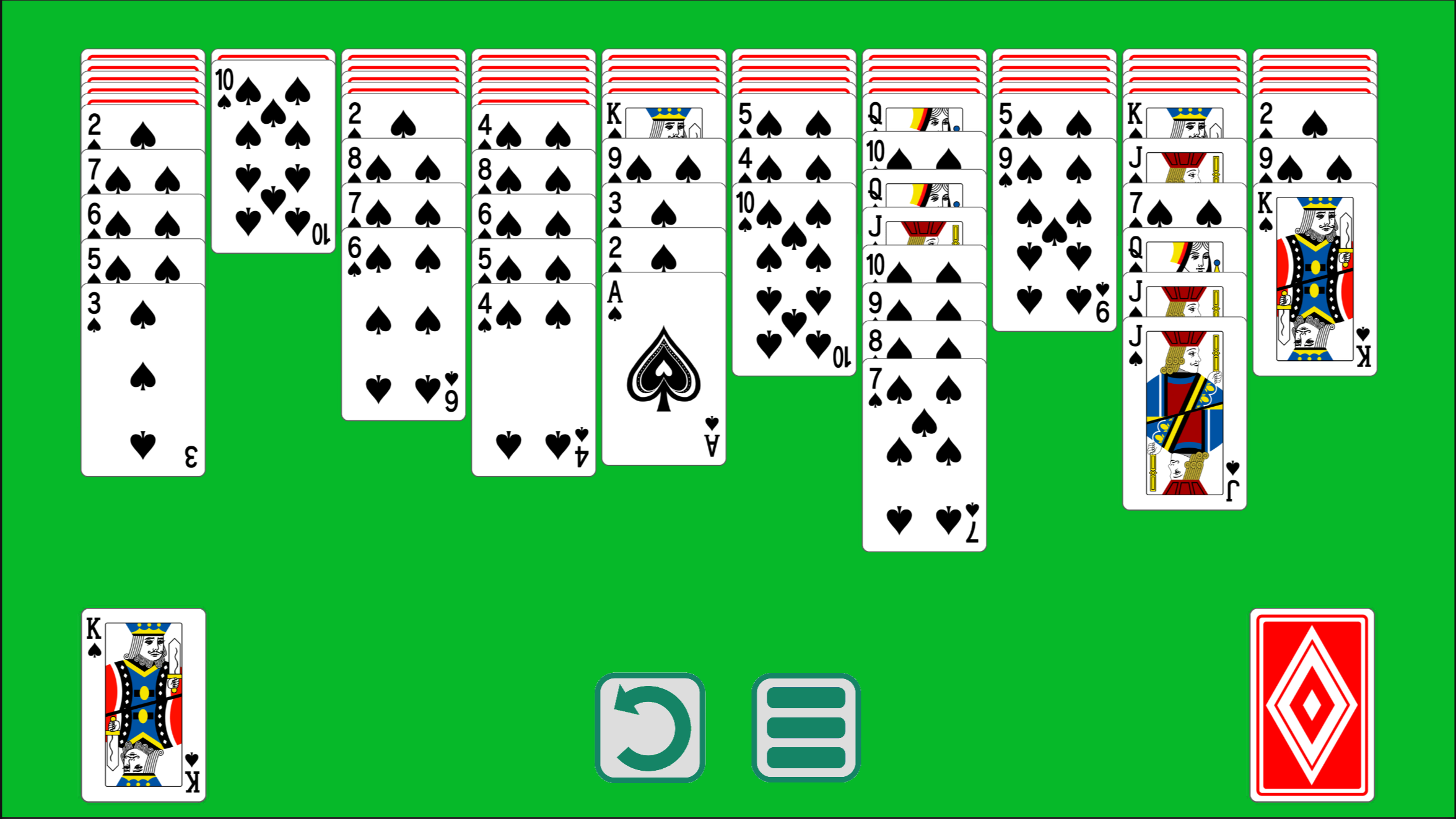 Spider Solitaire Classic Game Game Screenshot