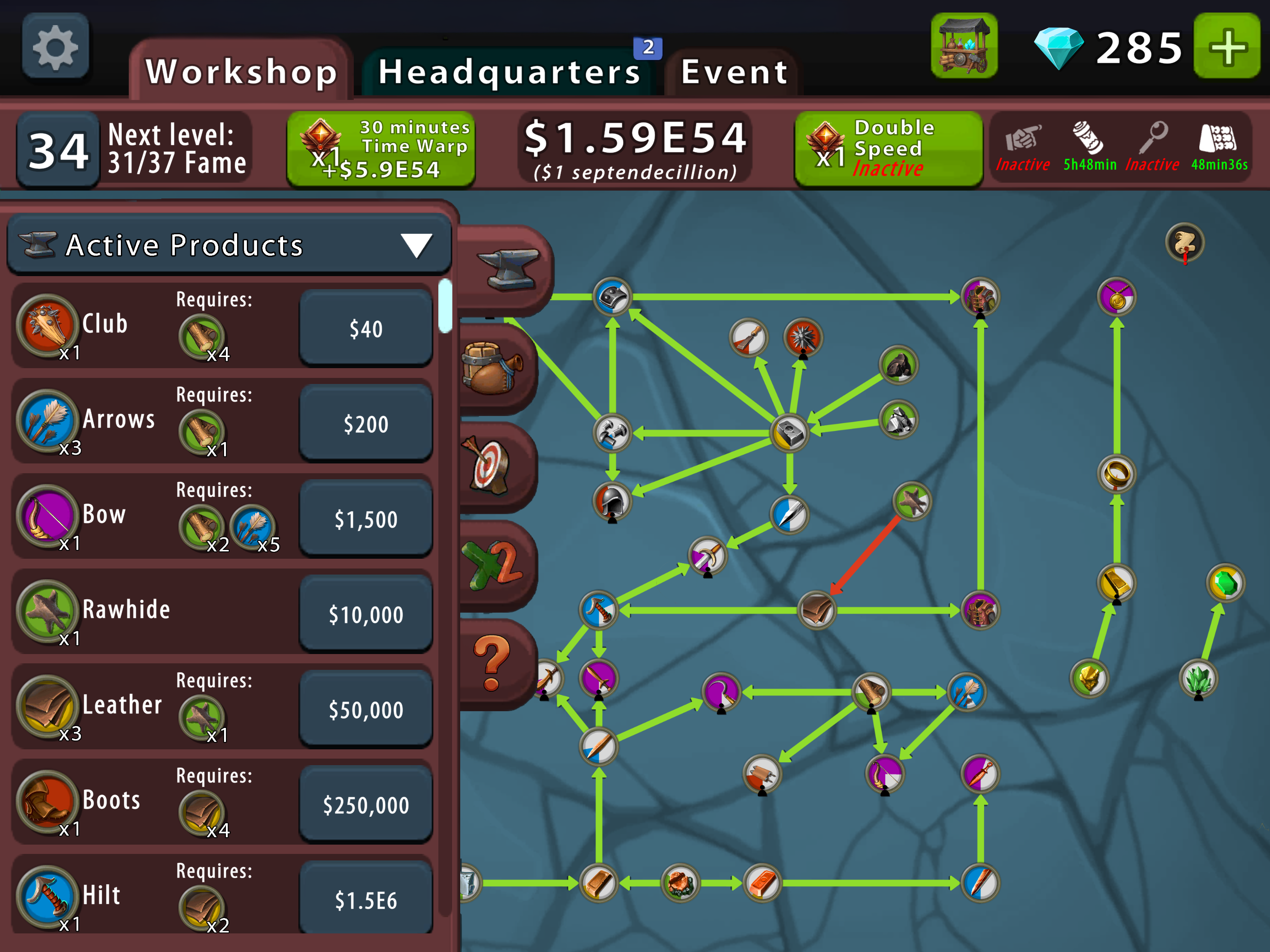 Crafting Idle Clicker Game Screenshot