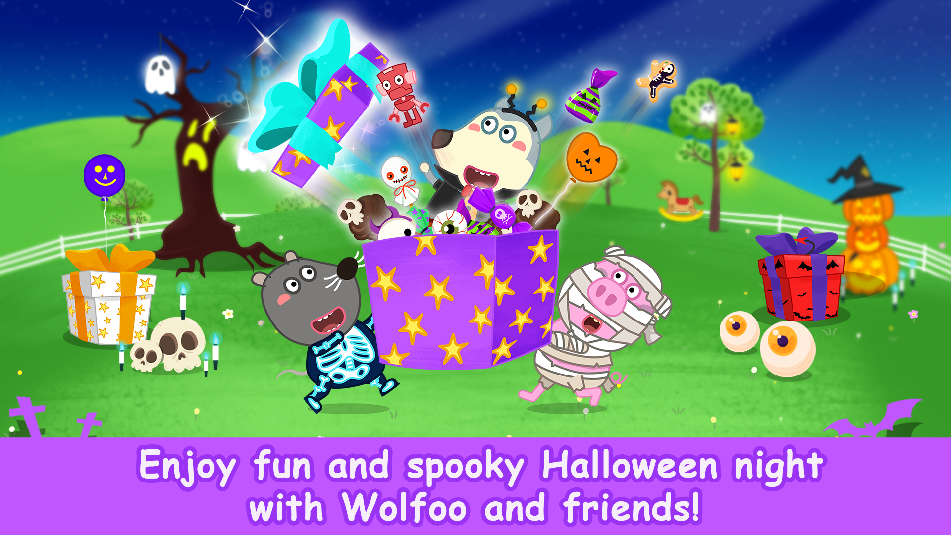 Captura de Tela do Jogo Wolfoo School Halloween Night