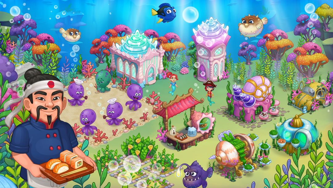Aquarium Farm：魚鎮、美人魚、愛情故事、鯊魚遊戲截圖