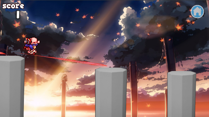 Cuplikan Layar Game レミリアの「わたれ！ザ・グングニル」【東方】