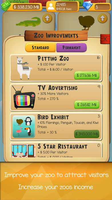 Clickie Zoo - Idle Tycoon screenshot game