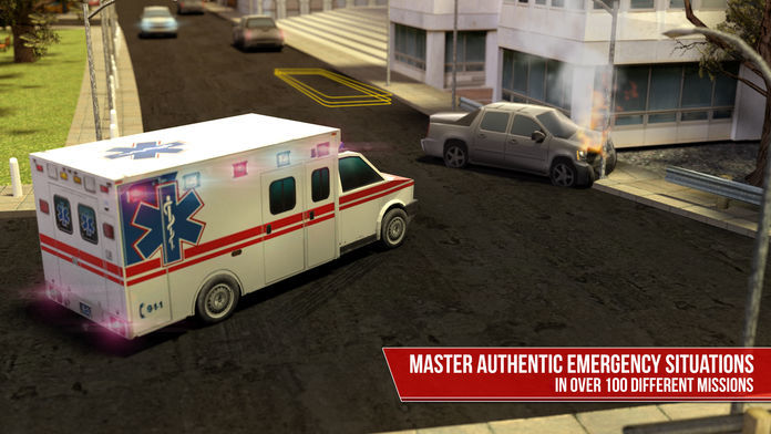 Screenshot of Emergency Simulator PRO - Driving and parking police car, ambulance and fire truck
