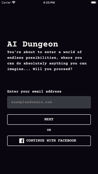 AI Dungeon 게임 스크린 샷