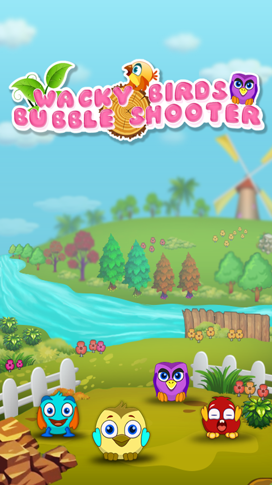 Cuplikan Layar Game 風変わりな鳥のバブルのシューティングゲーム