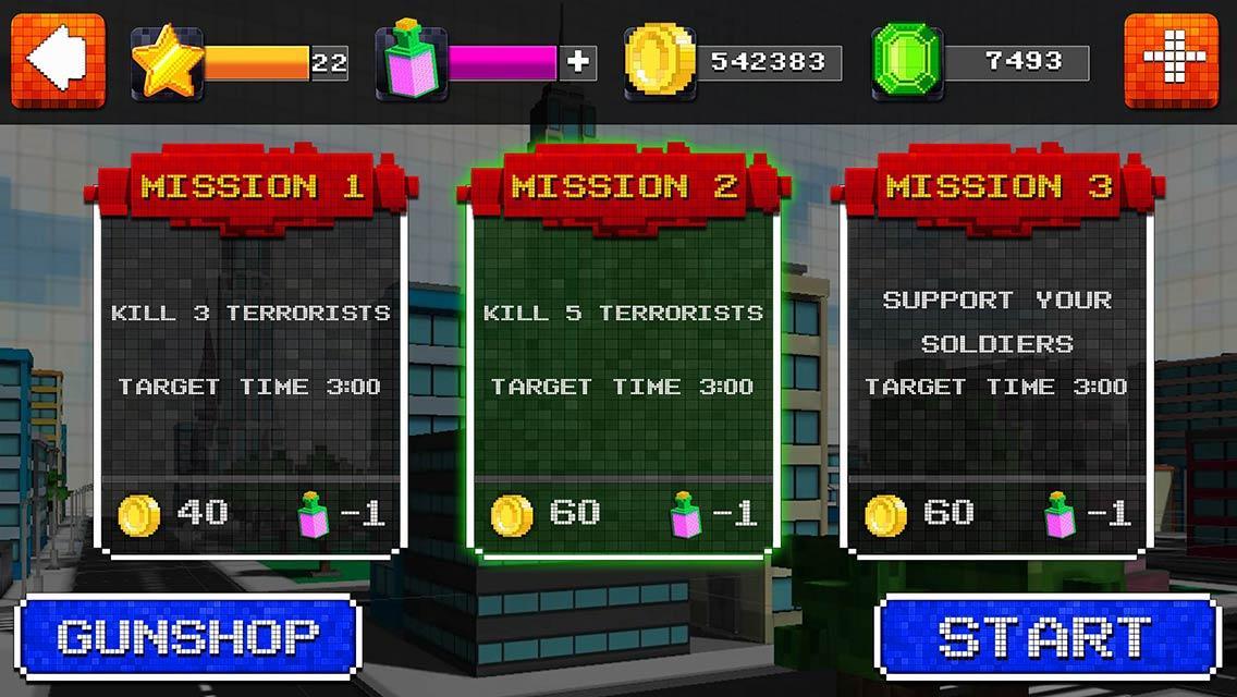 Blocky City Sniper 3D ゲームのスクリーンショット