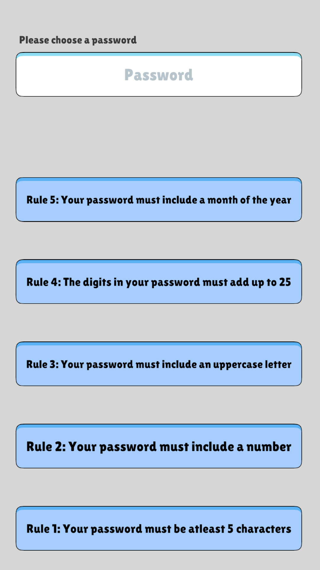 The Password Game ภาพหน้าจอเกม