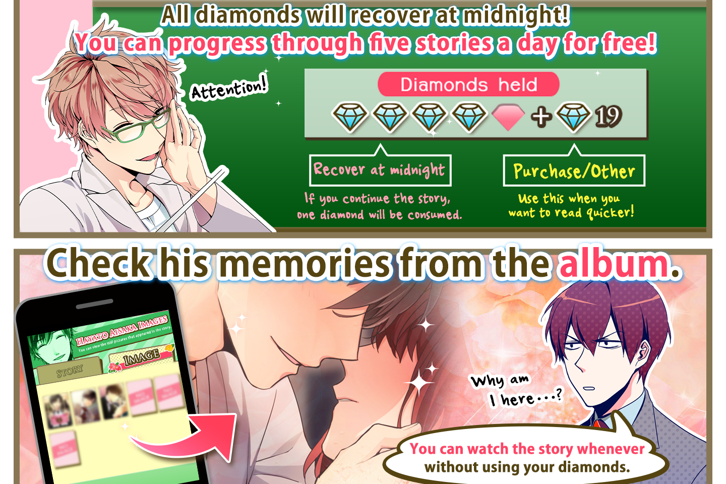 Cuplikan Layar Game Diamond Girl : Otome games otaku dating sim