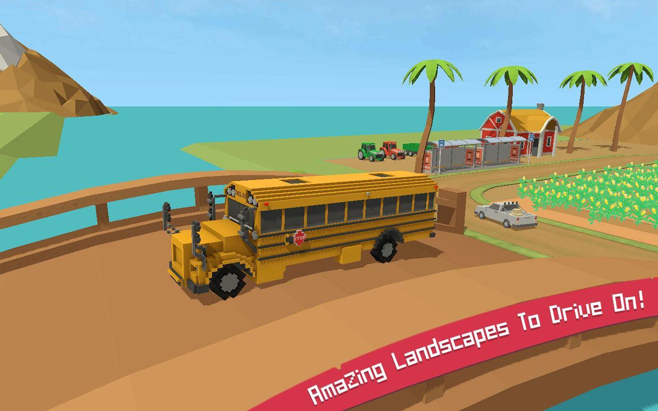 School Bus Game Blocky World Game Screenshot
