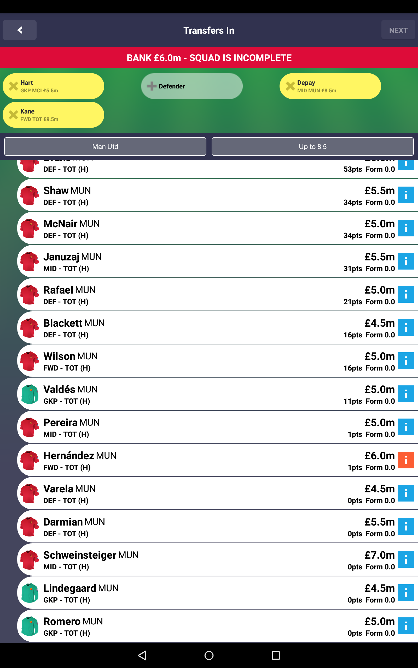 Скриншот игры Fantasy Premier League 2015/16