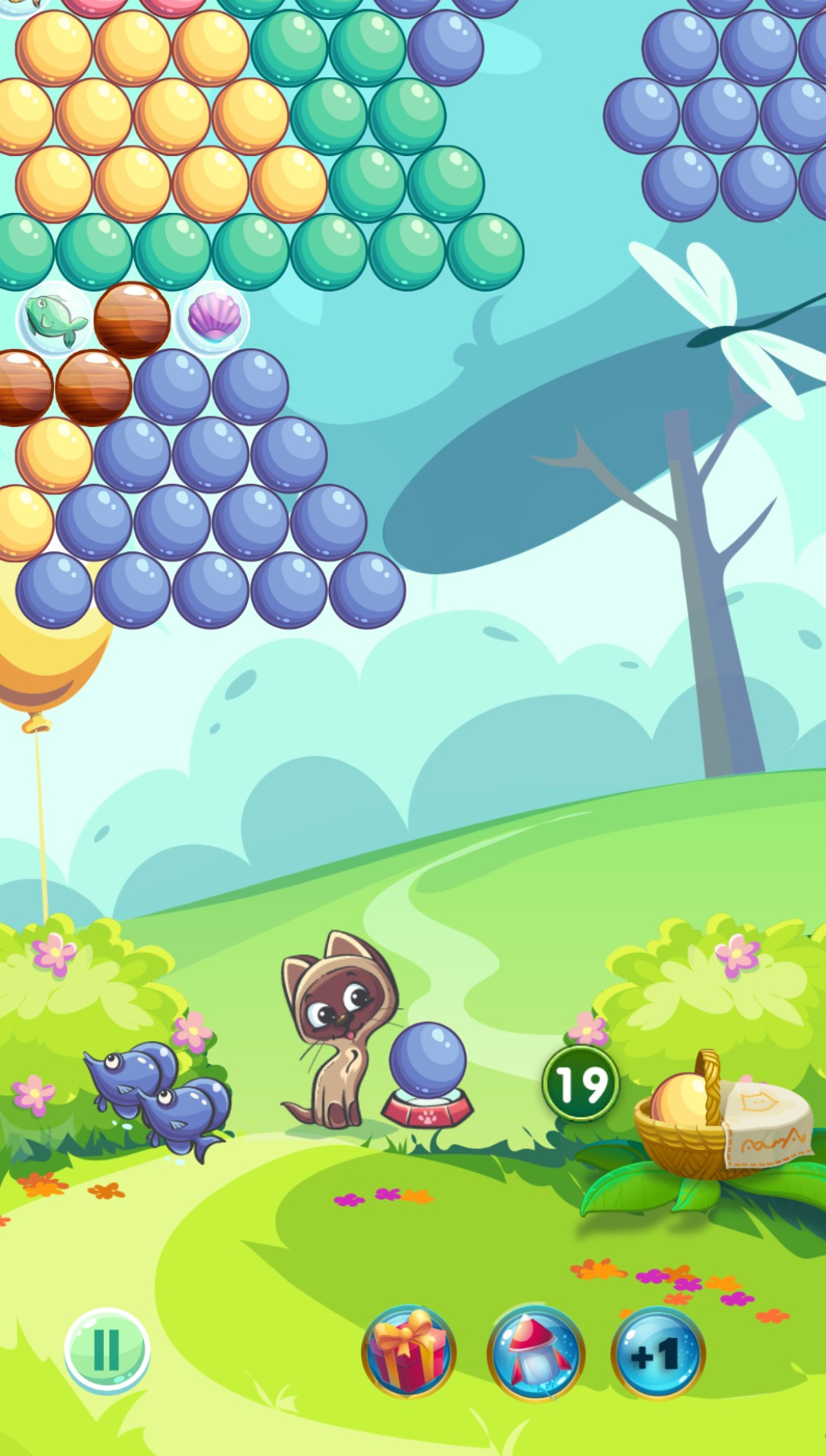 Cuplikan Layar Game Bubble Shooter - Cat's Picnic