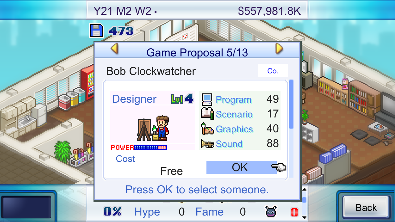 Cuplikan Layar Game Game Dev Story