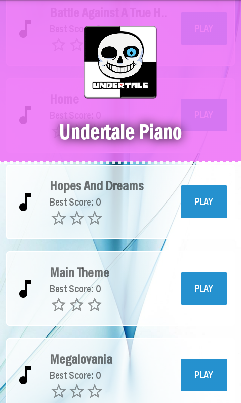 Undertale Piano ゲームのスクリーンショット