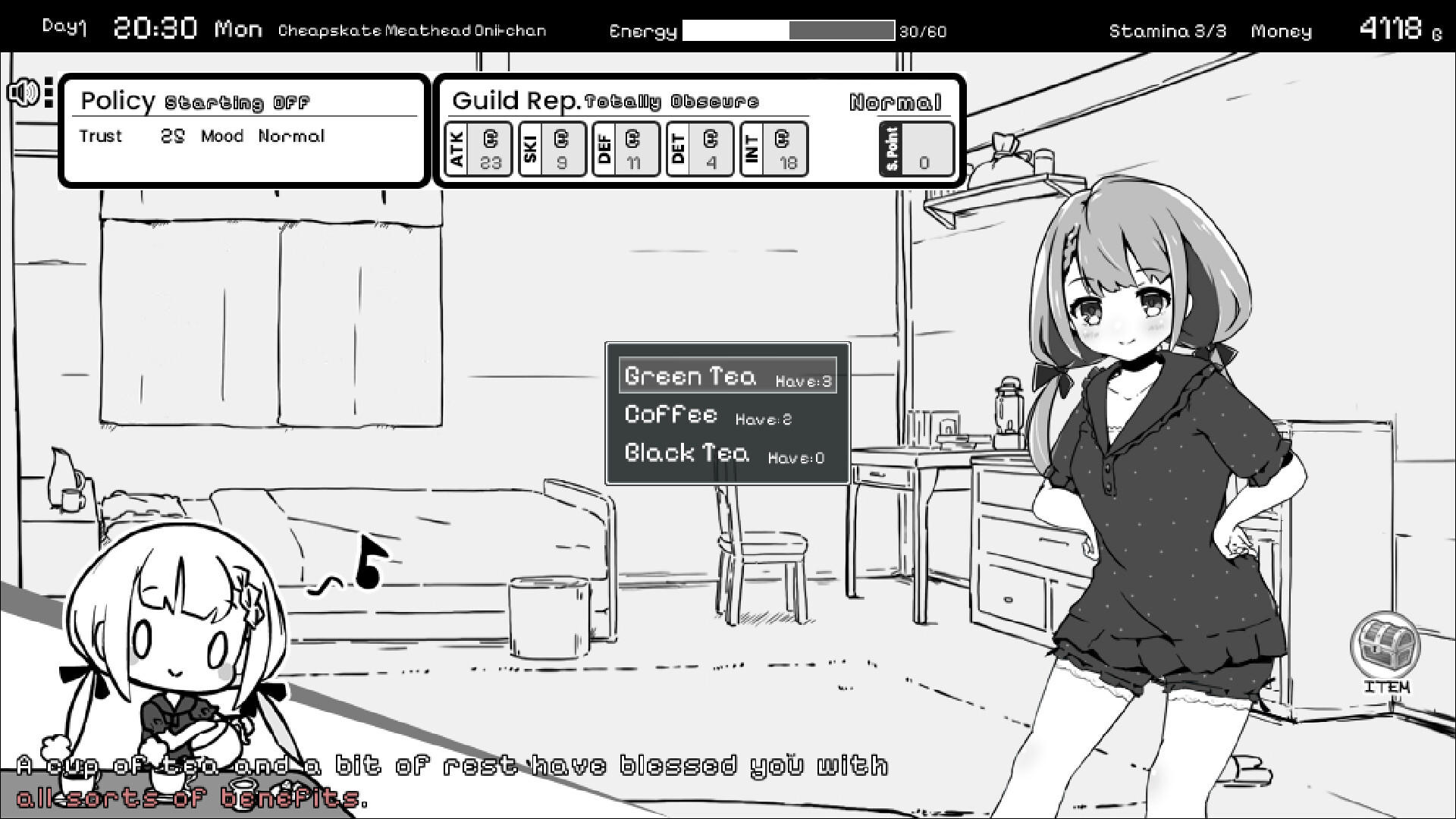 Screenshot of Living With Sister: Monochrome Fantasy