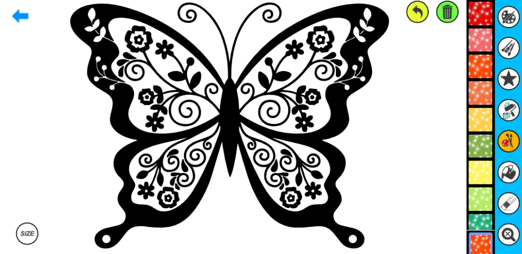 Screenshot of Glitter Butterfly Coloring
