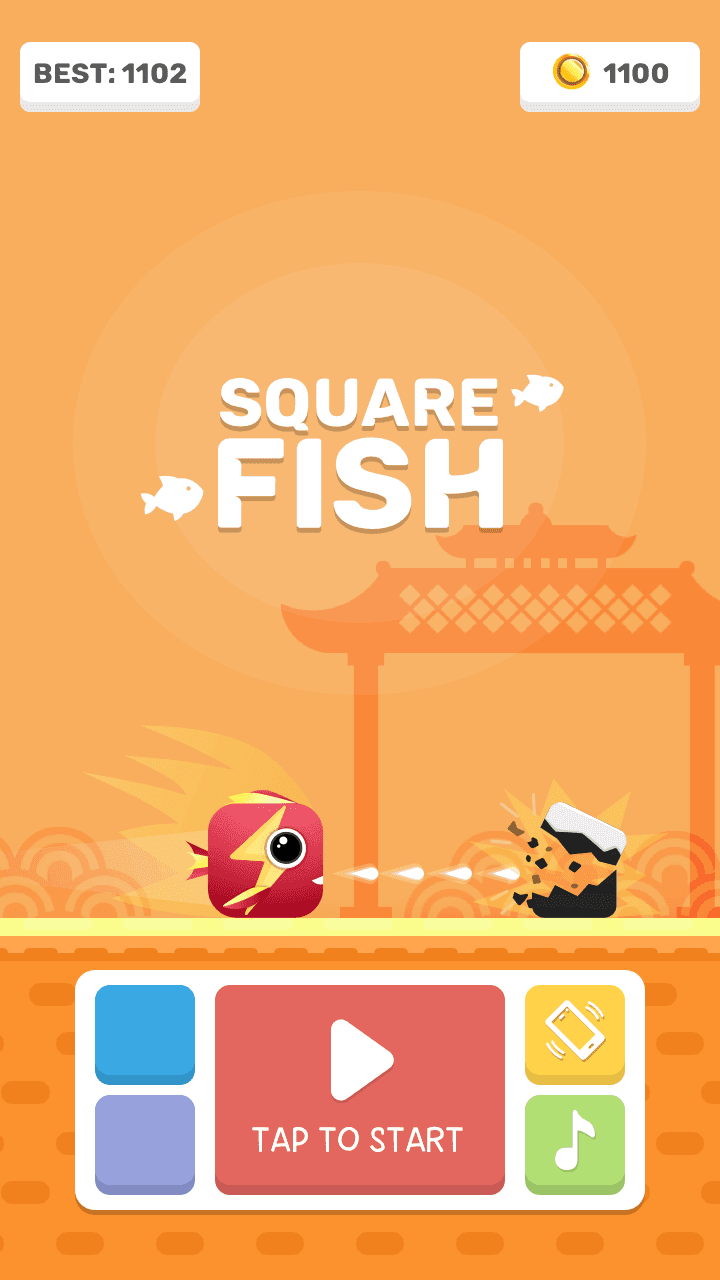 Square Fish Jumping Game Screenshot