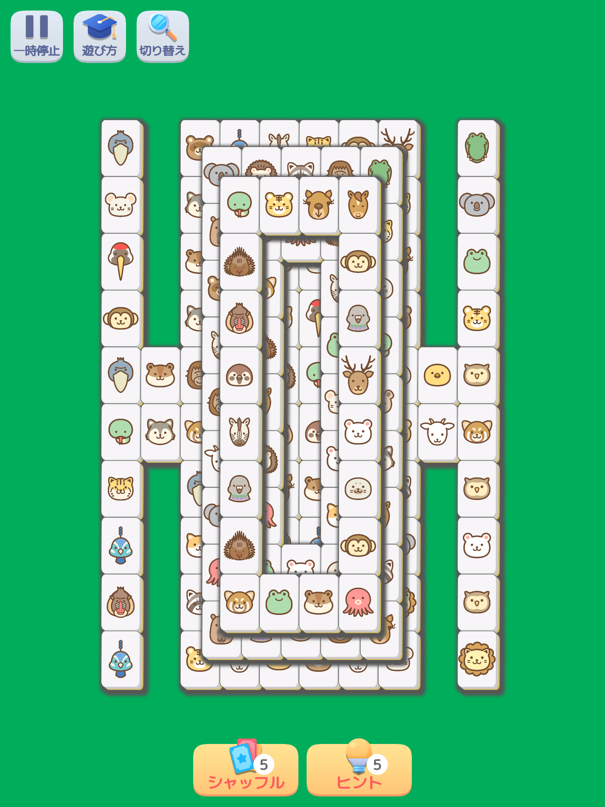 どうぶつ麻雀ソリティア: 記憶力,脳トレ Game Screenshot