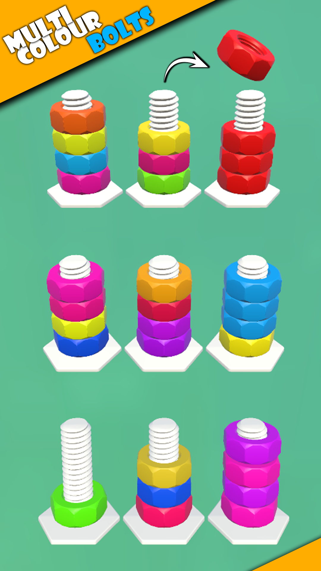 Color Sort Game 3D: Nut & Bolt Game Screenshot