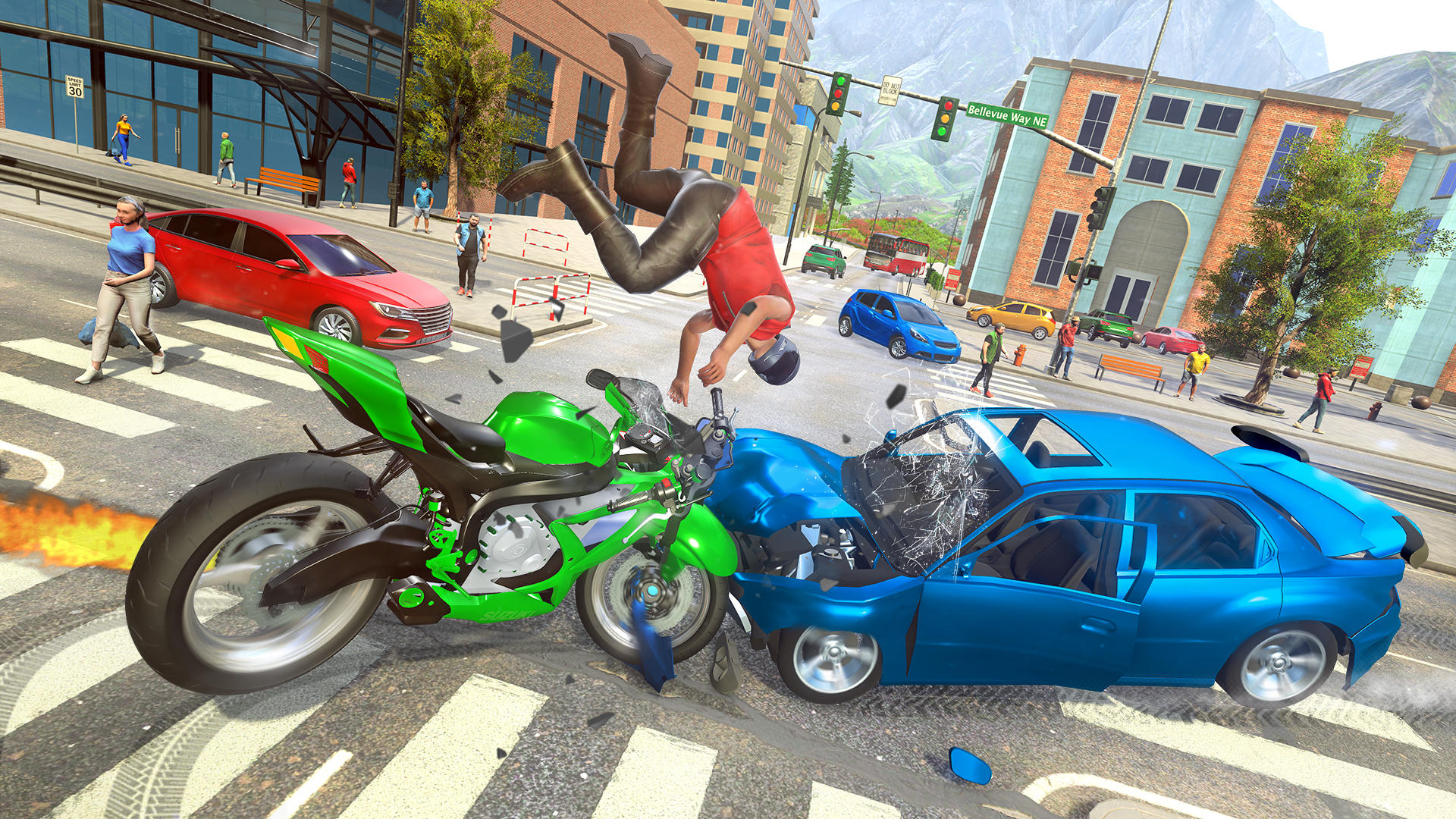 Screenshot 1 of Moto Rider: ហ្គេមប្រណាំងកង់ 3D 0.2
