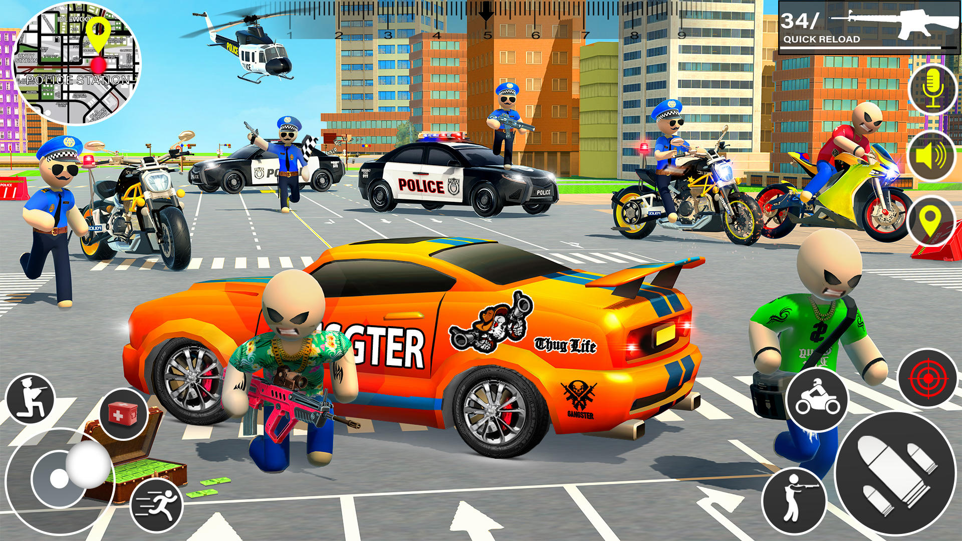 Captura de Tela do Jogo Stickman Police MotoBike Chase