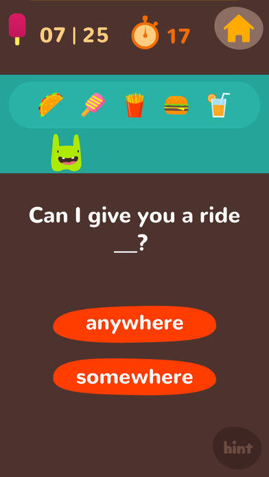Learn English grammar: Some, any & their compounds Game Screenshot