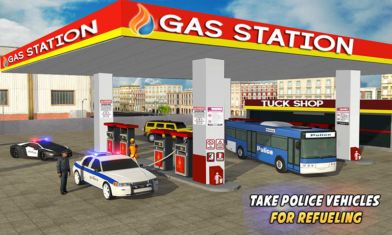 Screenshot 1 of Mobil polisi Layanan Cuci POM bensin Game Parkir 1.13