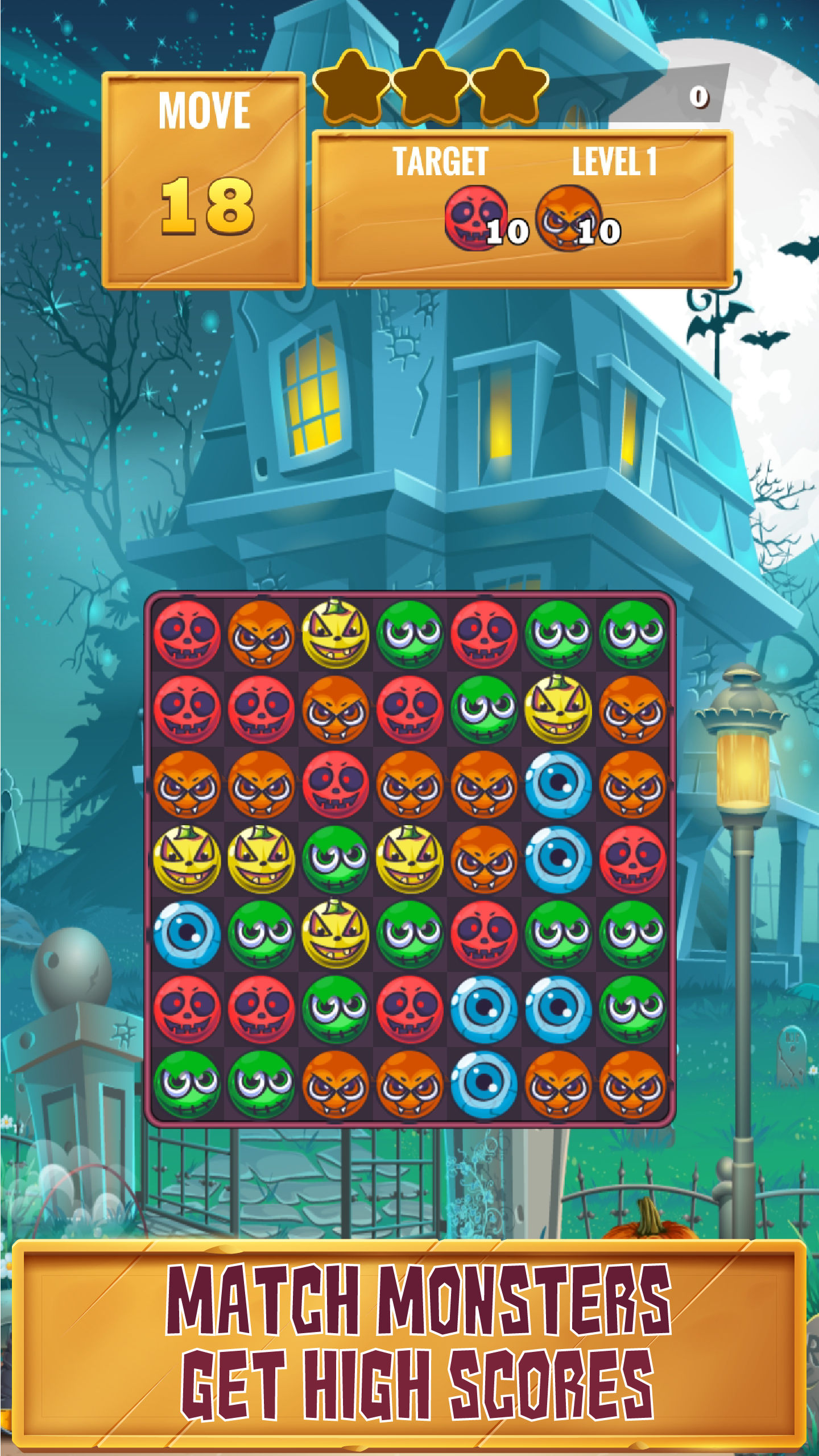 Ghost Monster - Match 3 Games Game Screenshot