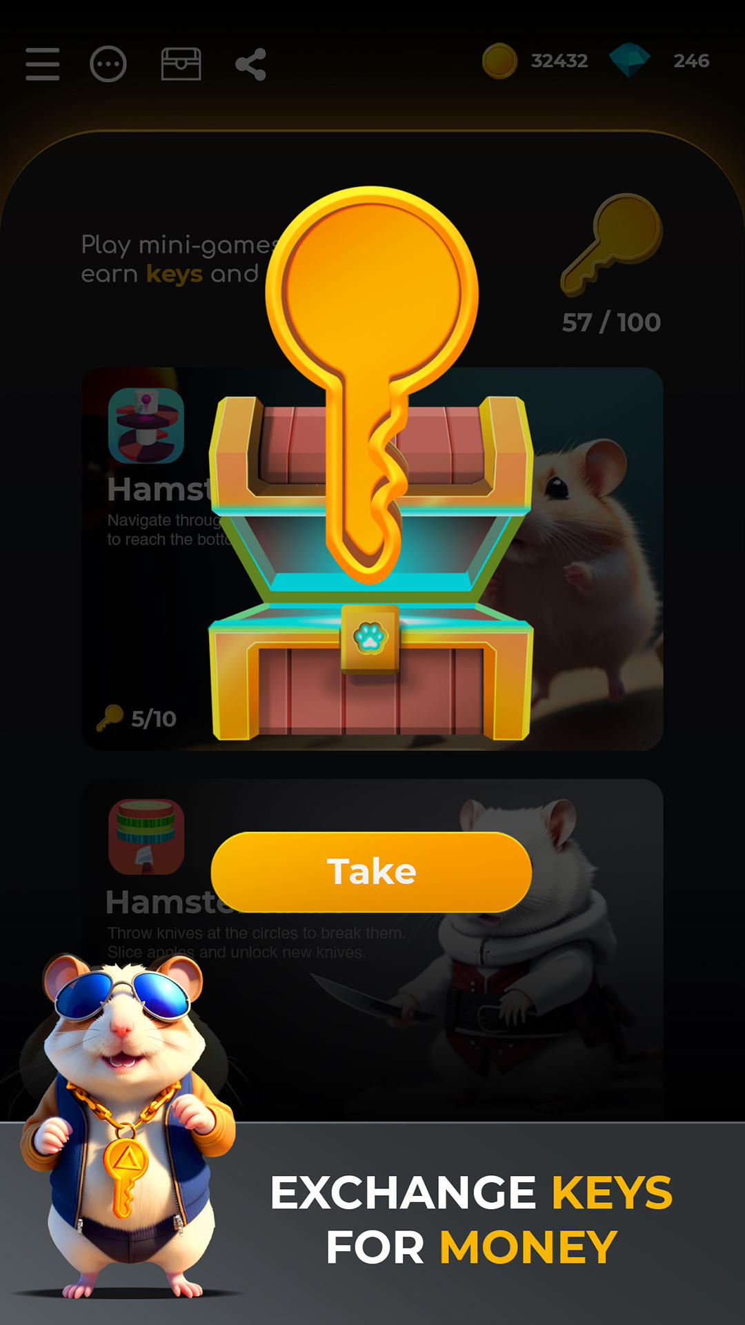 Hamster Keys - Mini Games Game Screenshot