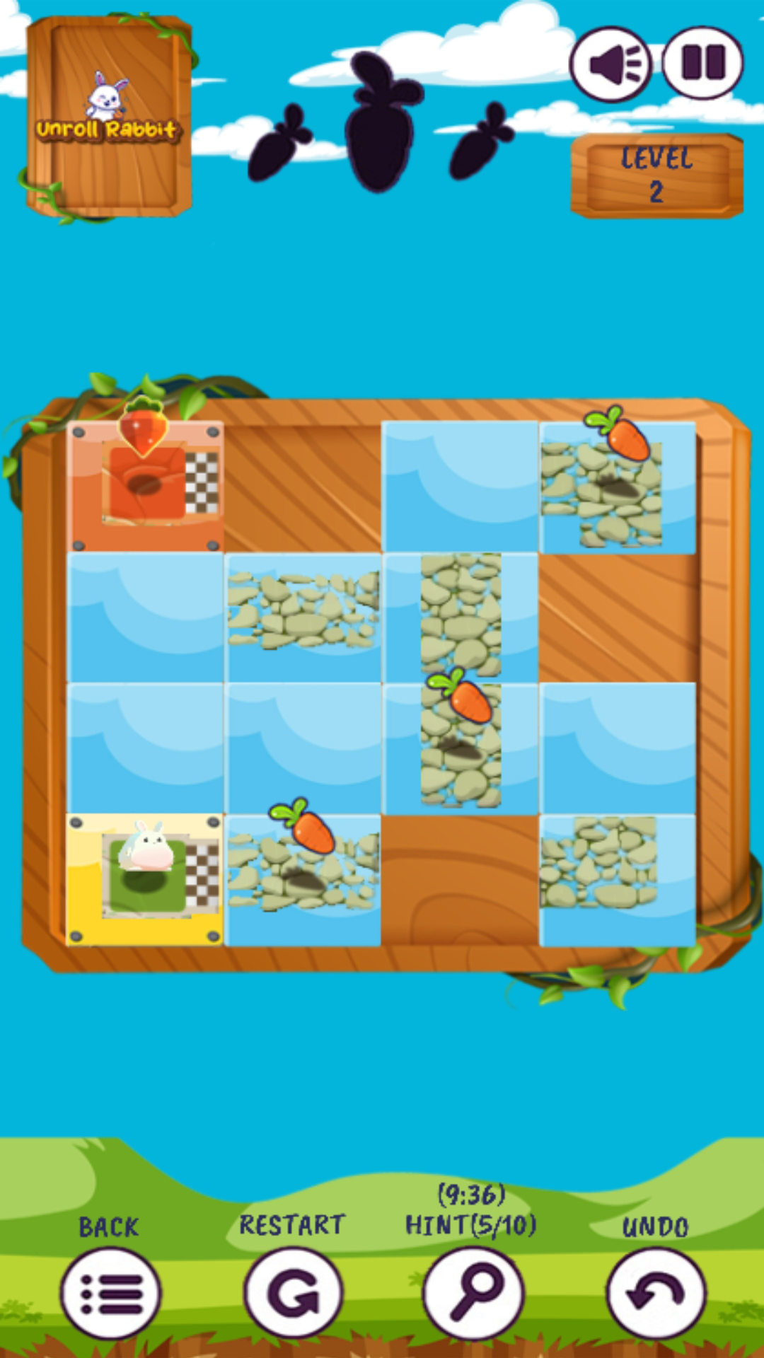 Unroll Rabbit Puzzle Game Screenshot