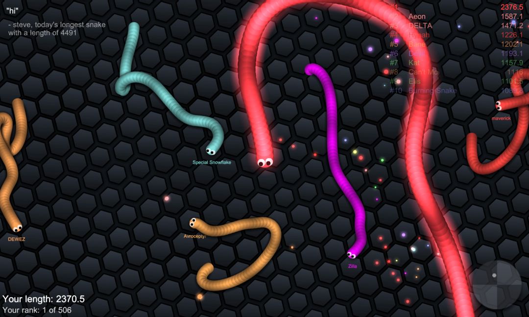 Screenshot of slither.io