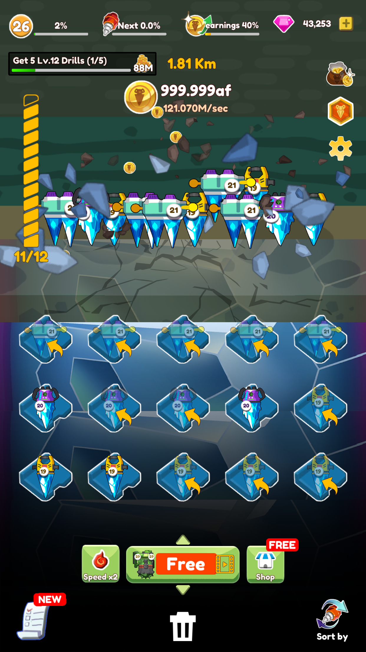 Cuplikan Layar Game Merge Drills (Idle and Merge Game)