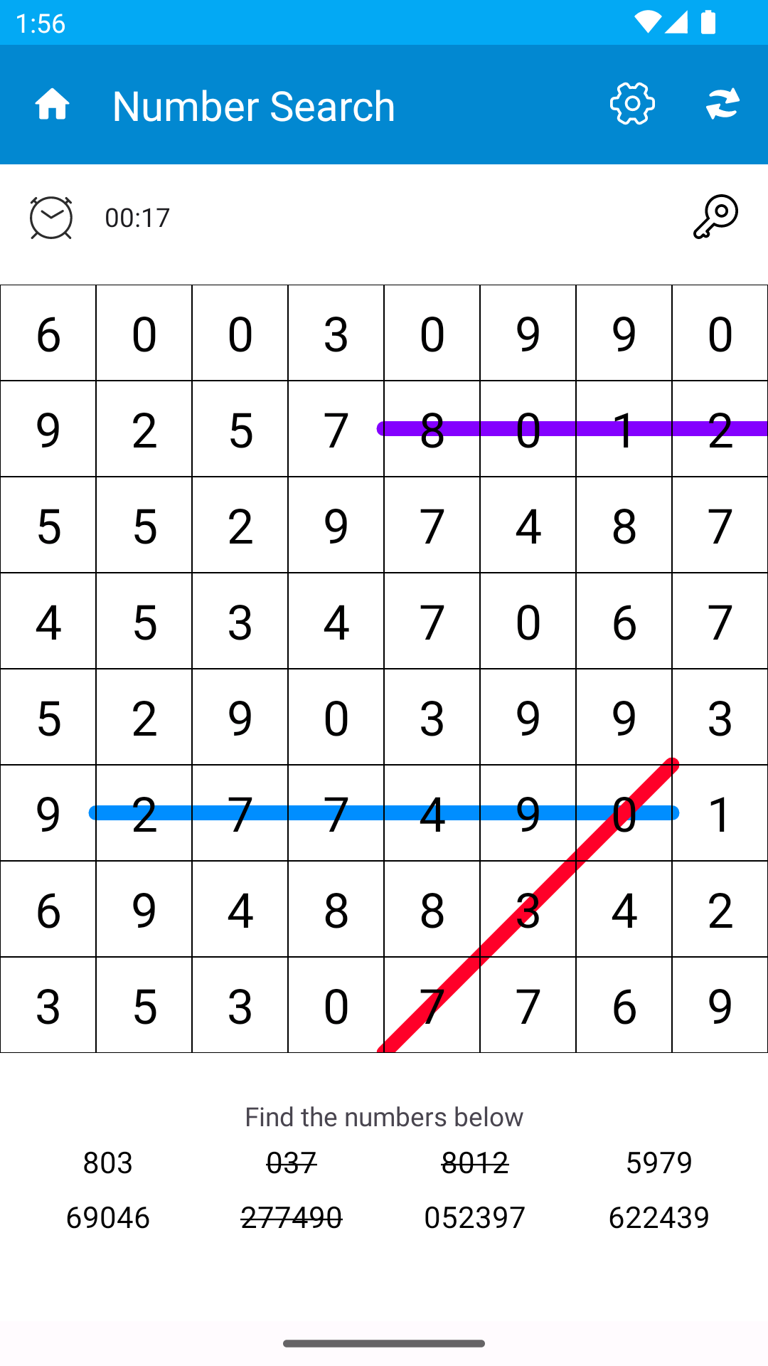 Number Search Game Screenshot
