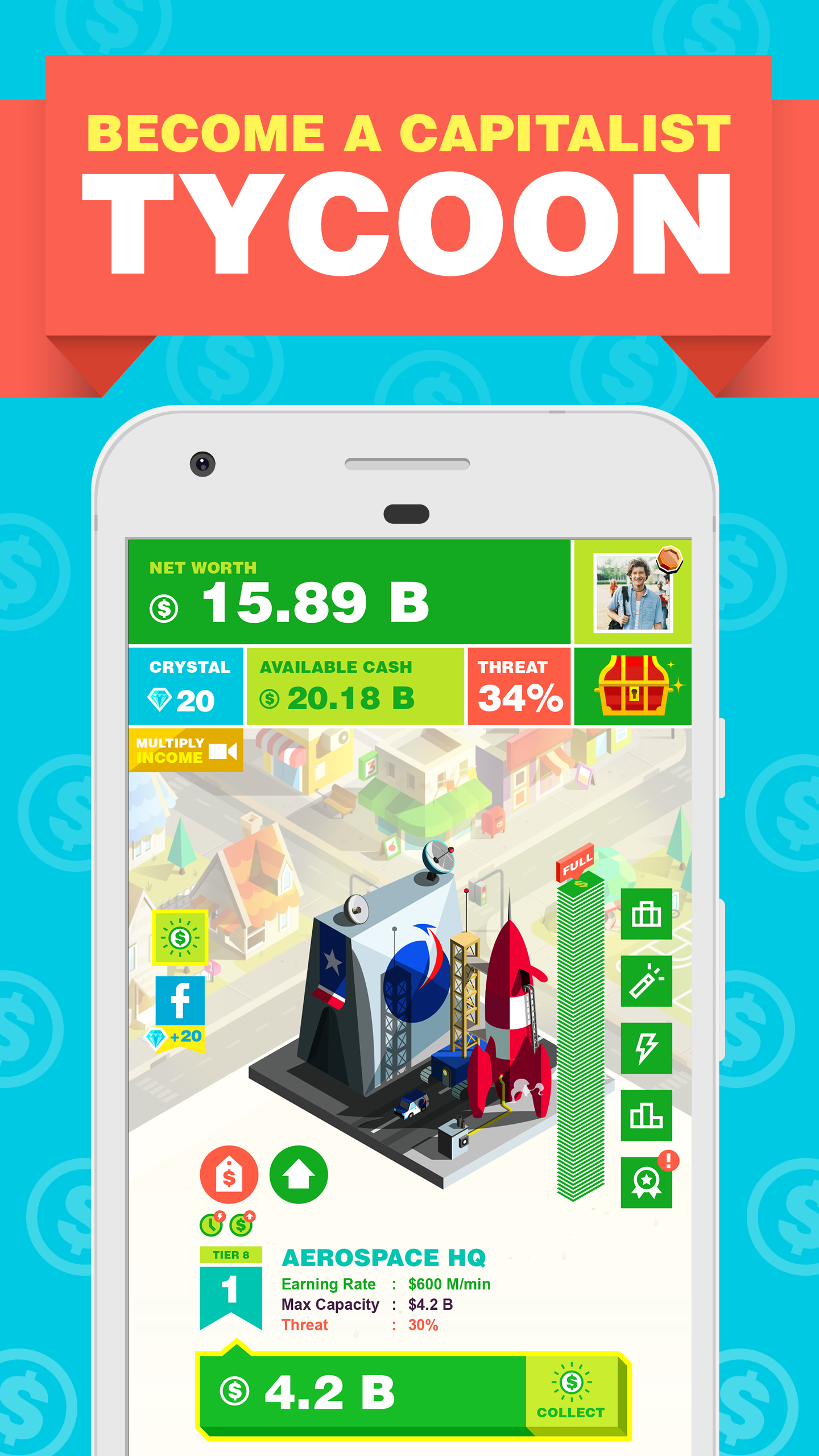 Captura de Tela do Jogo Billionaire Capitalist Tycoon