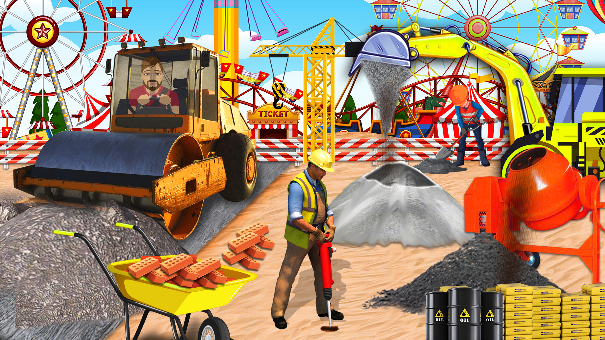 Captura de Tela do Jogo Park Construction Build  House