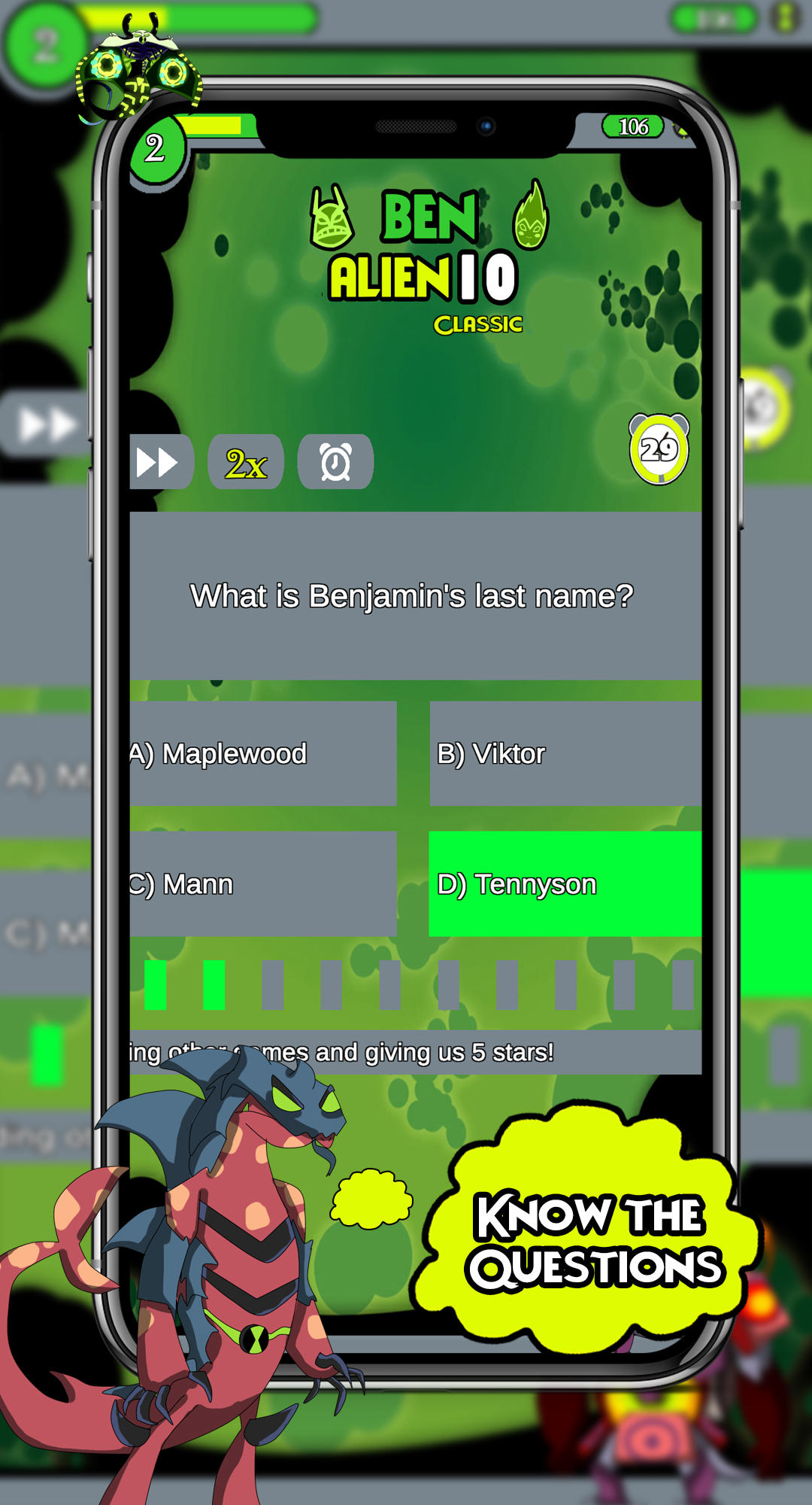 Screenshot of Ben Alien 10 Quiz