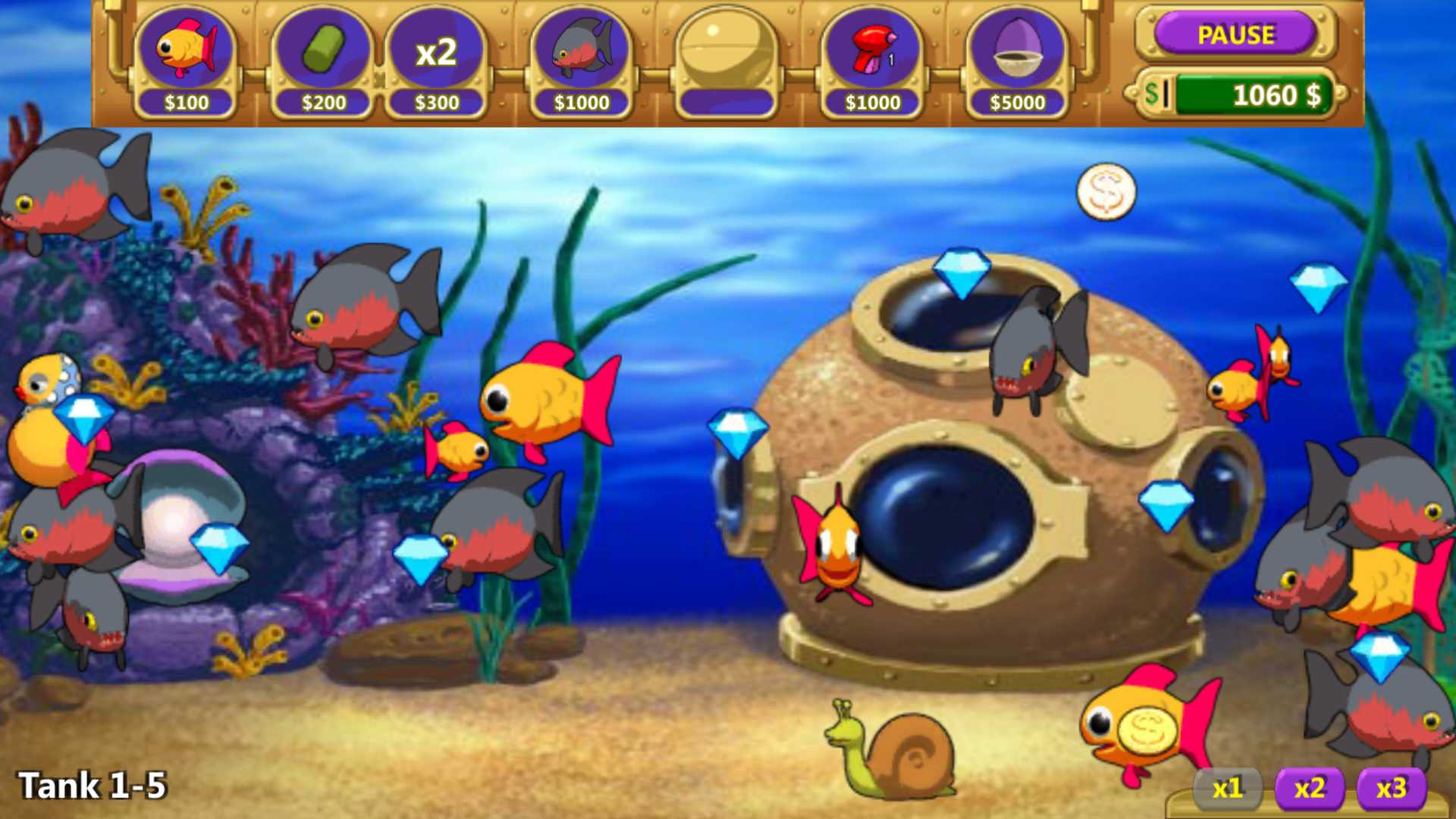 Insane Aquarium Deluxe - Feed Fishes! Fight Alien! Game Screenshot