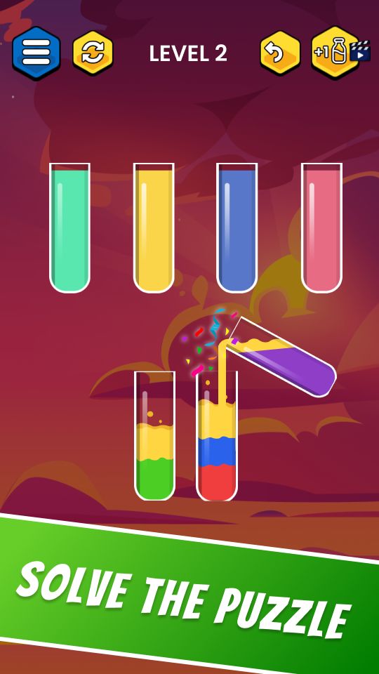 물 정렬 퍼즐 : 색상 정렬 퍼즐 및 액체 정렬 게임 스크린 샷