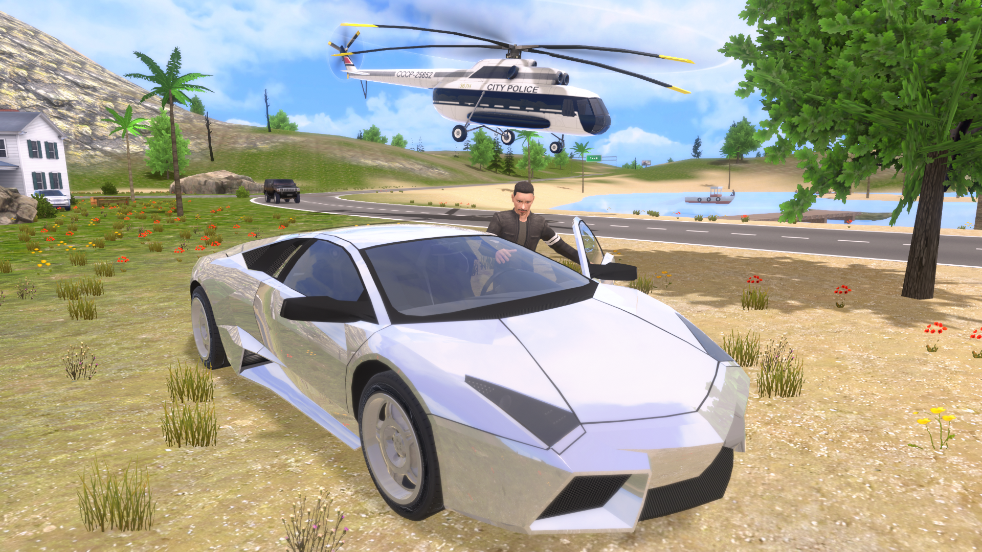 Helicopter Flying Car Driving Game Screenshot
