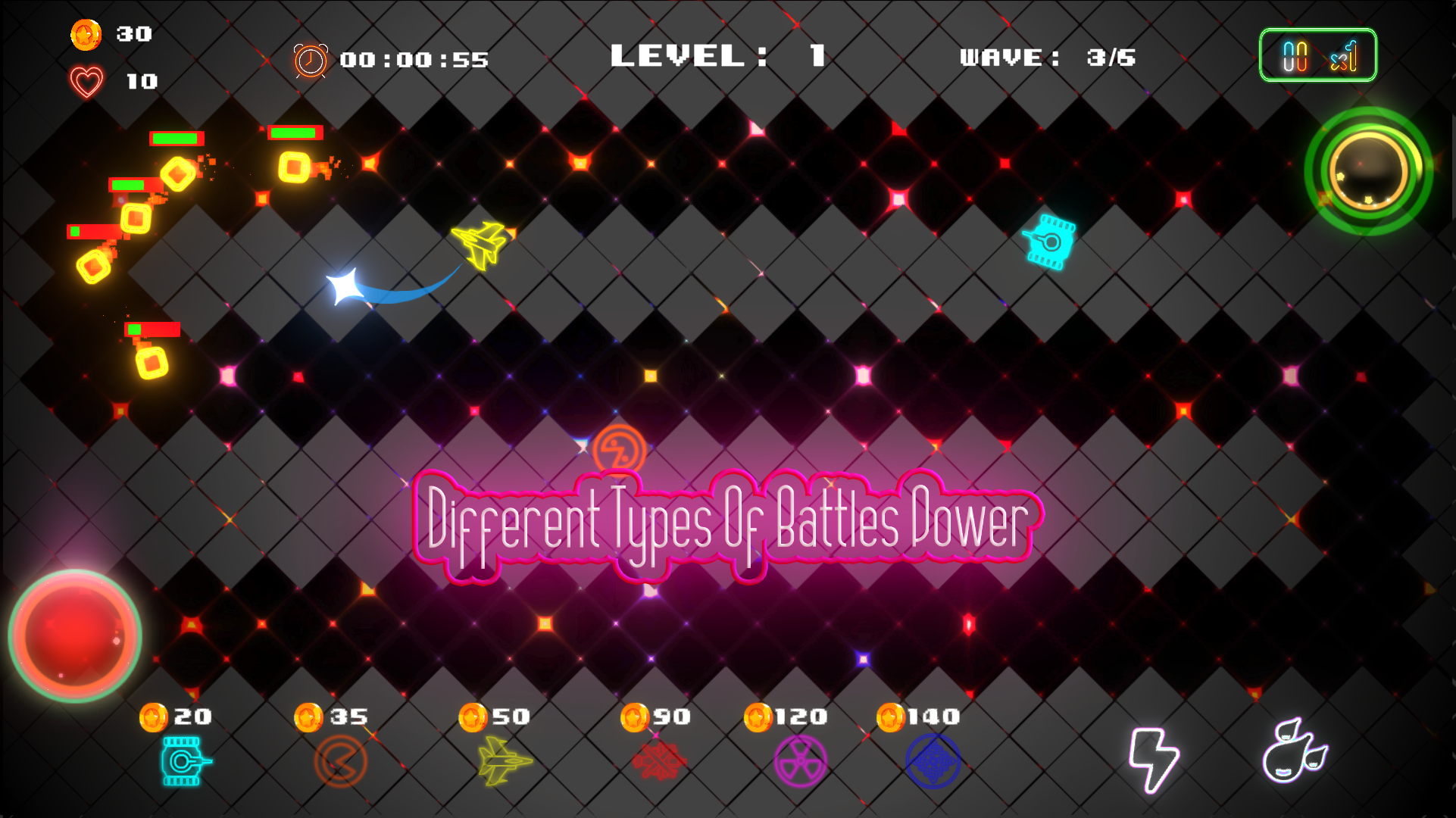 Neon Battle Defense Game Screenshot