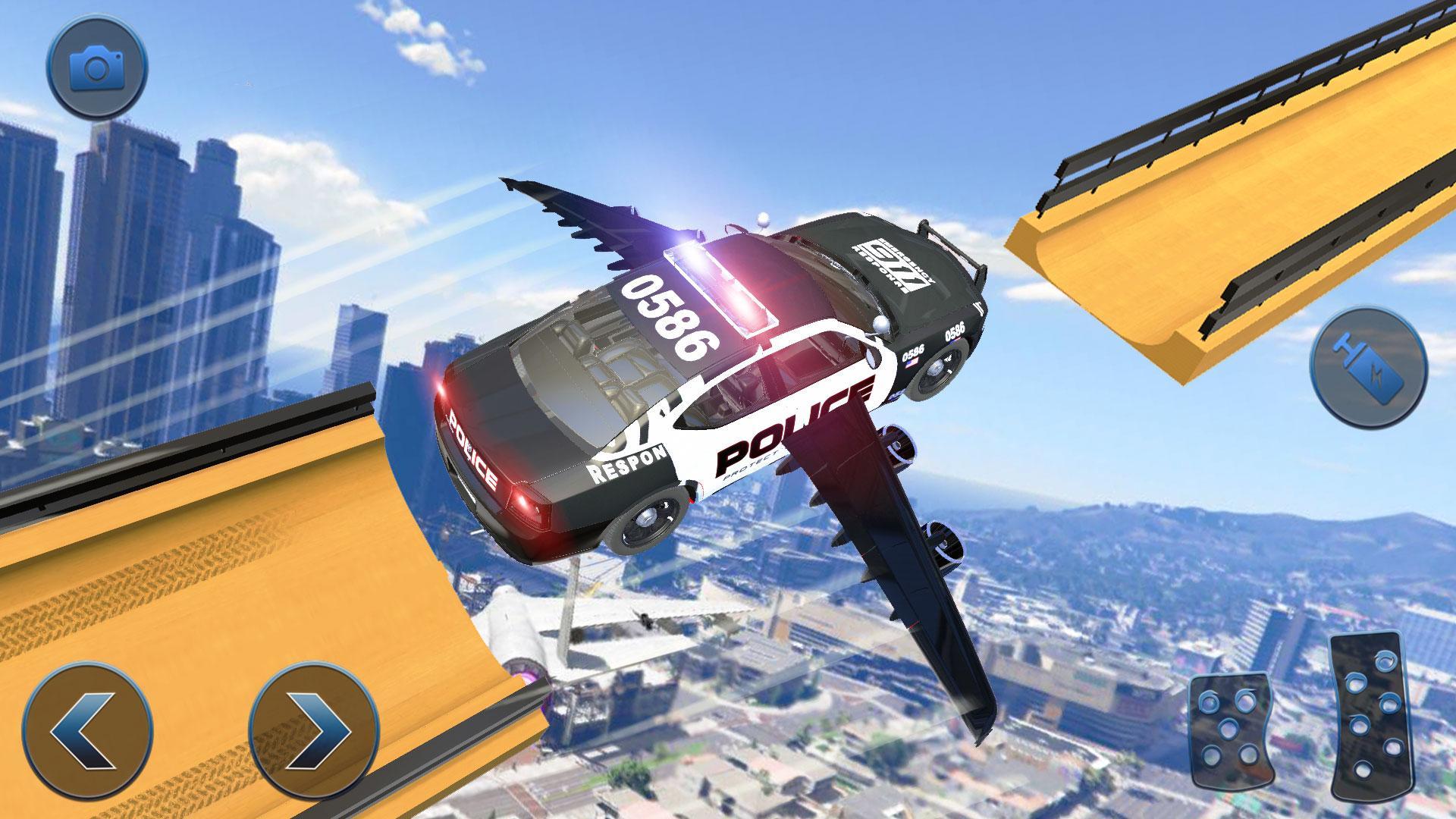 US Police Flying Car Mega Ramp Stunt Racing Games Game Screenshot