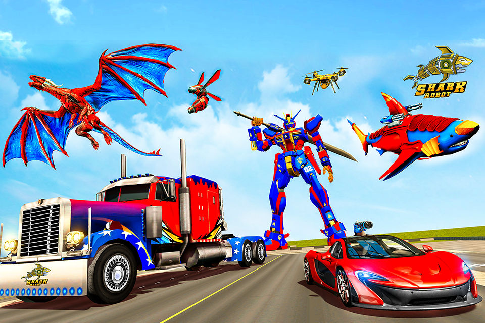 Police Shark Robot Car Game Game Screenshot