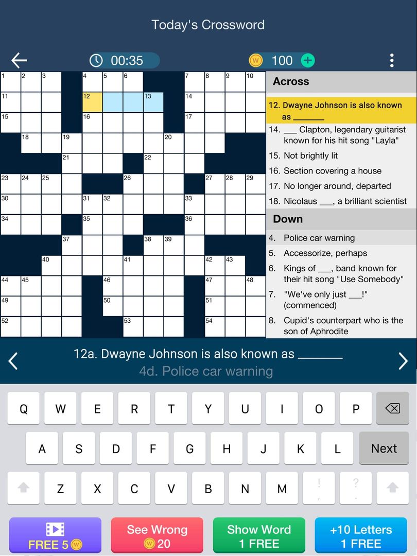 Screenshot of Daily Themed Crossword Puzzles