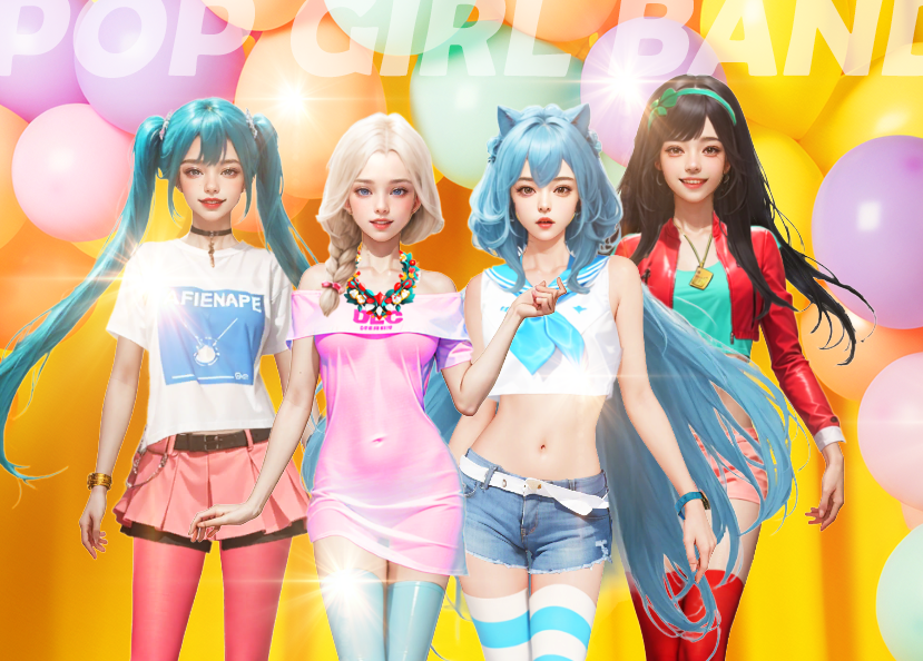 Girl group dress up Game Screenshot