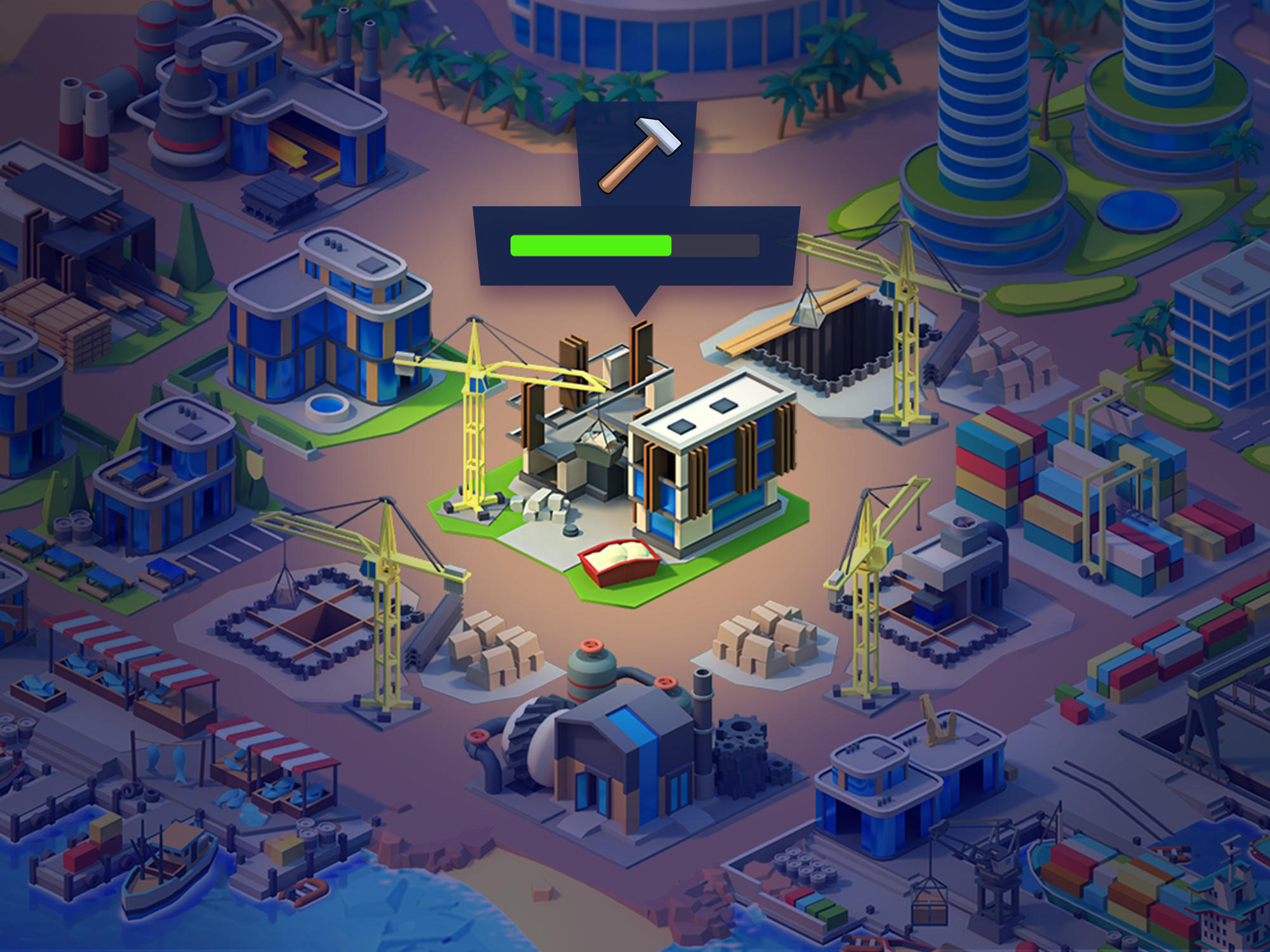 Sea Port: สร้าง Town & Ship Cargo ในซิม Strategy ภาพหน้าจอเกม