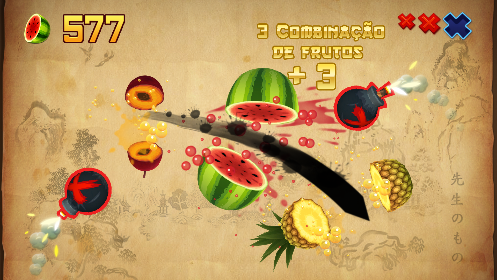 Captura de Tela do Jogo Fruit Ninja Classic