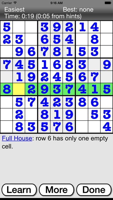 :) Sudoku + ภาพหน้าจอเกม