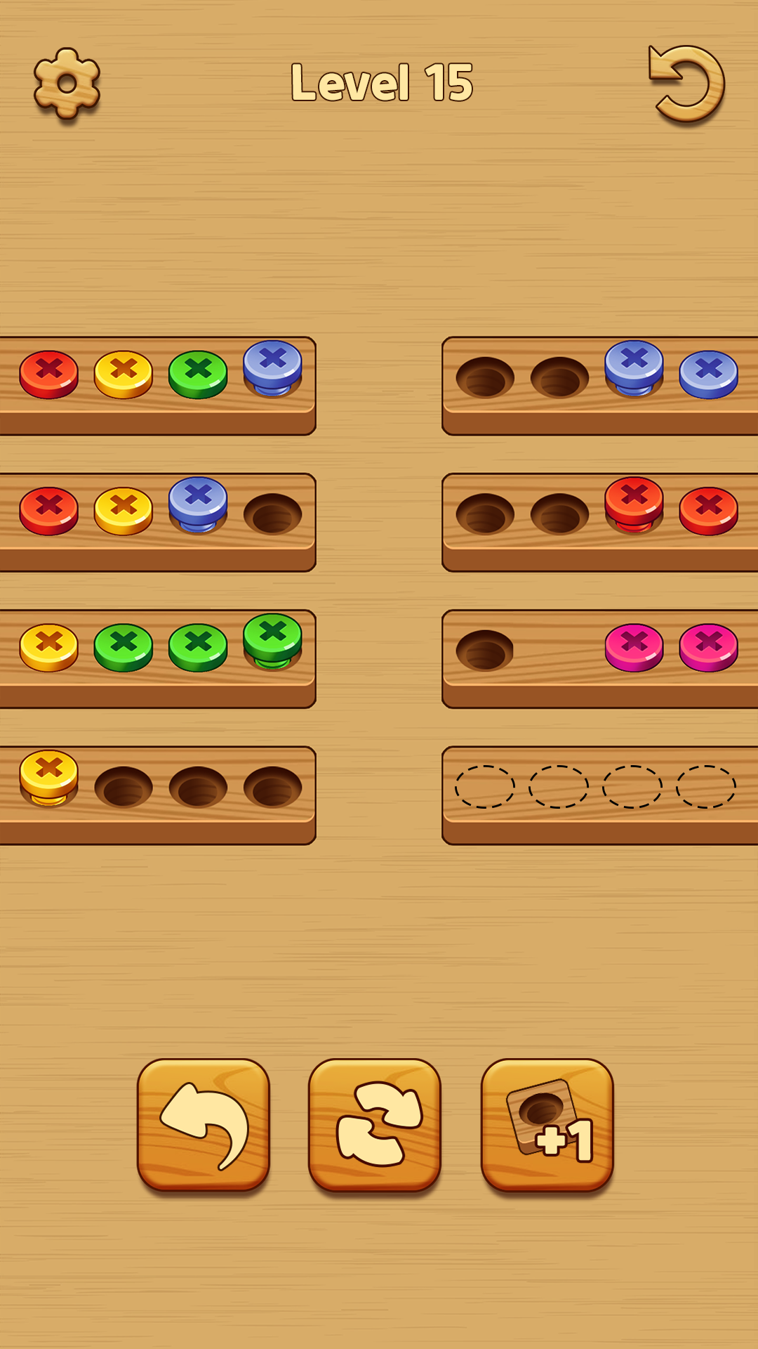 Wood Screw Color Sort Puzzle Game Screenshot