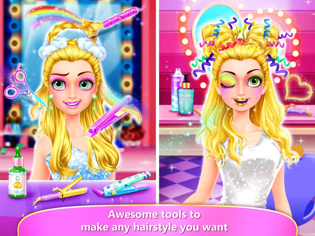 Screenshot of Rainbow Hair Salon - Dress Up